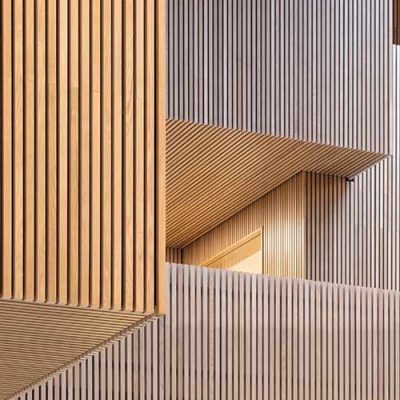 Vertical batten cladding on a modern building